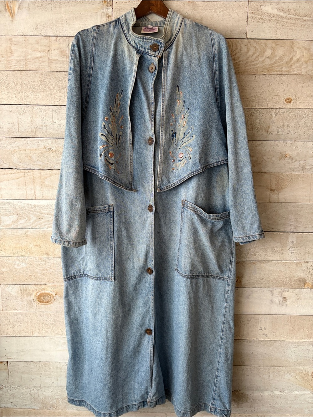 Boho Denim Duster hand painted - Picture 3 of 9